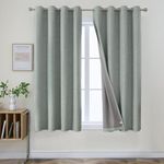 Joydeco Sage Green Curtains 63 Inch Length, Linen 100% Blackout Curtains for Bedroom 2 Panels Set, Thermal Insulated Burlap Grommet Room Darkening Curtains for Living Room (52x63 inch, Sage Green)