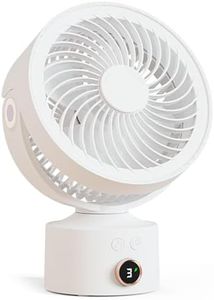CARONSORT Desk Fan - Small Oscillating Air Circulator for Bedroom, Rechargeable Battery Operated with 3 Speeds, Mini 9 Inch Fan, 90 Adjustable Tilt, Low Noise 30 db, White