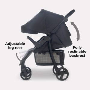My Babiie MB30 Pushchair – Black Grey Lightweight Stroller