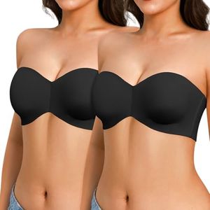 Popilush Strapless Bras for Women Bandeau Unlined Bra No Padding Underwire