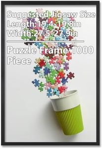 Lituway Puzzle Frame, 50x70cm Frame Black Wood, Vertical & Horizontal Wall Hanging Large Picture Frame for Photos, Posters & Art Prints