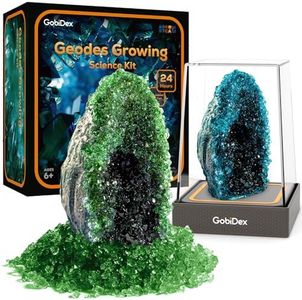 GobiDex Geodes Crystal Growing Kit for Kids, 24-Hour Fast Crystal Growth, Science Experiments Kit with Display Cases - DIY STEM Toys, Educational Gift for Boys&Girls Ages 8-12,Geology Rock Collection