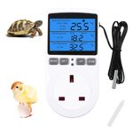 XIEHUZA Backlit Digital Temperature Controller, LCD Screen Heating Cooling Thermostat Outlet Socket with Sensor Timer Regulator for Reptile Incubator Greenhouse Brewing Refrigerator, 220V, ℉/℃