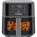 Chefman Air Fryer – 6 QT Compact Airfryer for Quick & Easy Meals, Features Hi-Fry Technology for Extra Crisp, Easy-View Window, Touch Controls with 4 Presets, Nonstick & Dishwasher Safe Basket - Grey