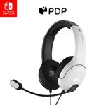 PDP Gaming LVL40 Stereo Headset with Mic for Nintendo Switch - PC, iPad, Mac, Laptop Compatible - Noise Cancelling Microphone, Lightweight, Soft Comfort On Ear Headphones, 3.5 mm Jack - Black-White