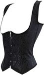 Hengzhifeng Underbust Corset Tops for Women Steampunk Embroidered Tight Shaper Bustiers (AU 20-22,Black)