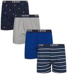 IZOD Men's 4 Pack Knit Boxer, Blue/Stripe, S