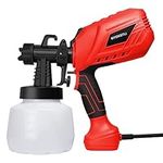 Paint Sprayer, 700W Home HVLP Electric Paint Spray Gun with 1200ml Container, Paint Gun with 4 Nozzle Sizes, Lightweight, Easy Spraying and Cleaning Perfect for Painting Project, Furniture - Red