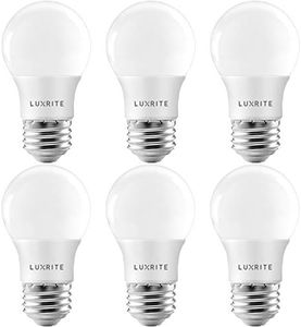 LUXRITE A15 LED Bulb 40W Equivalent, 7W, 5000K (Bright White), 600 Lumens, Enclosed Fixture Rated, Dimmable Ceiling Fan Light Bulbs, E26 Medium Base, UL Listed - Indoor and Outdoor (6 Pack)