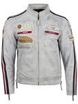 Aviatrix Men's Super-Soft Real Leather Band Collar Patch Fashion Biker Jacket (CXUS) 3XL