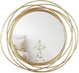 Mirrorize Round Gold Mirror 27.5" for Living Room Wall Decor, Gold Accent Framed Circle Bathroom Mirror, Decorative Vanity Mirror, Circular Mirror for Farmhouse Entryway Hallway