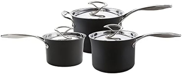 Circulon Style Hard Anodised Saucepan Set, 3pce, Black