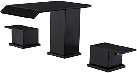 BEIYI Matte Black Deck Mount Tub Faucet, Roman Tub Faucet Set 2 Handles Bathtub Faucet Filler Set 3 Hole High Flow Waterfall Tub Faucet