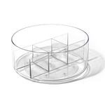 BINO Plastic Round Turntable Organizer with 5 Compartments - Clear | Spinning Divided Turntable Container | Rotating Organizer Storage for Bottle Condiments Fridge Kitchen Counter Pantry Bathroom