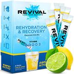 Revival Rapid Rehydration Electrolytes Powder - High Strength Vitamin C, B1, B3, B5, B12 Supplement Sachet Drink, Effervescent Electrolyte Hydration Tablets - 6 Pack Lemon Lime