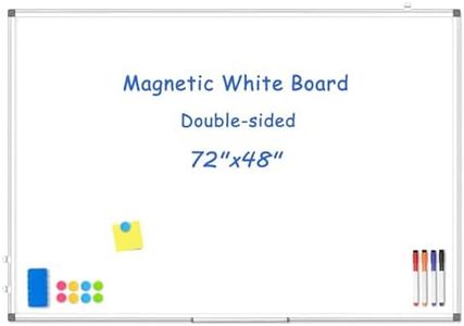 WALGLASS Large White Board, 72" x 48" Double-Sided Dry Erase Board Magnetic Whiteaboard for Wall, Hanging Mounted Whiteboard Silver Aluminium Frame for Home, School, Office
