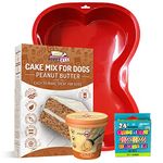 Puppy Cake Cake and Ice Cream Dog Birthday Cake Kit in with Peanut Butter, Your Choice of Ice Cream Mix, Bone Silicone Pan and 24 Candles (Peanut Butter)