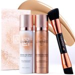 LUMINESS Silk Airbrush Spray Foundation Makeup Starter Kit - Full Coverage Foundation, Primer & Dual-Sided Buffing Brush - Buildable Coverage, Anti-Aging Formula Hydrates & Moisturizes (Light Medium)