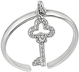 Hoops & Loops Sterling Silver Designer Inspired Dangling Key Toe Ring