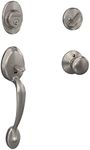 Schlage F60 V PLY 619 Plymouth Front Entry Handleset with Plymouth Knob, Deadbolt Keyed 1 Side, Satin Nickel