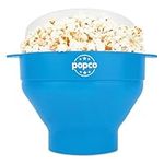 The Original Popco Silicone Microwave Popcorn Popper with Handles, Silicone Popcorn Maker, Collapsible Bowl Bpa Free and Dishwasher Safe - 15 Colors Available (Transparent Glacier Blue)