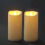 3RuiLight Flickering Flameless Candles with Timer Long-Lasting Realistic Electric LED Fake Pillar Candles Battery Operated in Cream White for Christmas Table Wedding Decorations 2-Pack, Dia 4" x H 8"