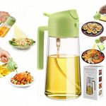 Dravina Oil Spray Bottle For Cooking, 2 In 1 500ml Olive Oil Sprayer & Oil Dispenser Bottle For Kitchen, Glass Bottle With Premium Nozzle, Oil Sprayer For Air Fryer, BBQ, salad - (Green Color 500ml)