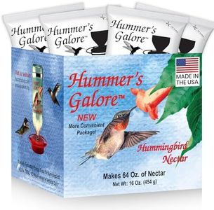 Hummer's Galore Hummingbird Food - Ready-to-Mix Hummingbird Nectar, All-Natural Nectar Collector Formula, No Preservatives or Dyes, Makes 64 Ounces (4 Packets Included)