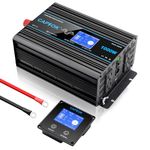 CAPTOK 1000W Pure Sine Wave Inverter DC 12V AC 120V Double LCD Screen Remote Control Power Inverter 30W USB-C 4AC Outlets for RV, Home, Solar System