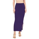 DESI GIRL - Cotton Stretchy Saree Shapewear for Women Straight Cut Skirt with Side Cut Petticoat | Shape Wear Dress for Sarees | XL | Petticoat with Drawstring & Stretchable (Purple)