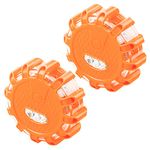 Luyoah 2 Pack LED Road Flare Emergency Disc Beacon with 9 Flash Modes Flashing Warning Roadside Flare with Magnetic Base & Hook for Car Truck Boat