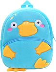 HappyChild Kids Plush Backpack for Boys and Girls, Plush Animal Cartoon Mini Backpack Little kids bags for 2-5 years (2.O BLUE DUCK)