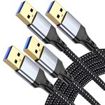 USB 3.0 Cable 2Pack 3.3ft/6.6ft, Braided USB A Male to A Male Cable 5 Gbps Super Speed USB Cord Compatible with Laptop Cooler, External Hard Drive, Camera, Handwriting Board, Webcam, Space, DVD Player