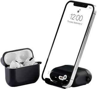 AirStand AirPods Pro Case Cover with Invisible Phone Stand, Compatible with AirPods Pro, Full Protection TPU & PC Shockproof Case with Keychain Carabiner (Black)