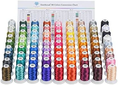 Simthread Polyester Embroidery Thread, 80 Spools embroidery machine thread, 500M (550Y) Each Thread Spool, Colors Compatible with Janome & Robison-Anton Colors - Color Card Contained in Box
