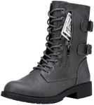 Vepose Women's 929 Mid Calf Boots, Military Combat Boots, Grey/Gray, Size 10 US -Credit Card Wallet Pocket(CJY929 Grey 10)