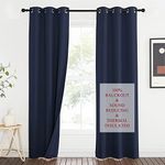 NICETOWN Sound Blocking Black Out Curtains for Patio Door, Heavy-Duty Space Divider Curtains for Living Room, Lined Insert Noise, Blackout, Thermal Insulation Curtains for Closet (Navy, 84-inch Long)