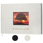 SUNEE Funeral Guest Book for Memorial & Funeral Services – in Loving Memory Funeral Book, Celebration of Life Guest Book with 100 Lined Pages, Table Sign, Ribbon Bookmark and Linen Hardcover, Beige