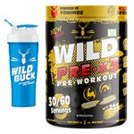 WILD BUCK Wild Pre-X3 Hardcore Pre-Workout Supplement With Creatine Monohydrate, Arginine Aakg, Beta-Alanine, For Men & Women [30-60 Servings, Pina Colada, 255G] Free Shaker, Powder