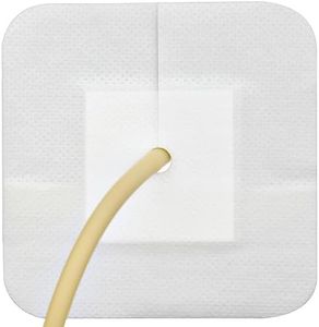 Feeding Tube Adhesive Wound Dressing Sponge Split Drain Bandage for Peg G J Supra-Pubic Incision Bordered Guaze Pad Off-Cut Catheter Stabilization Device Holder Post Surgery 4"X 4", Pack of 10