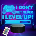 Attivolife 3D Gamer Night Light, Gamepad Illusion Lamp, Game Room Decor 16 Colors Changing with Remote Control Dimmable Creative Level up Graphic Gaming Gift for Men Game Lover Teen Boy Kids