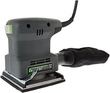 Genesis GPS2303 1/4 Sheet Palm Sander with Palm Grip, Dust-Protected Switch, Dust Bag, and Sandpaper Assortment