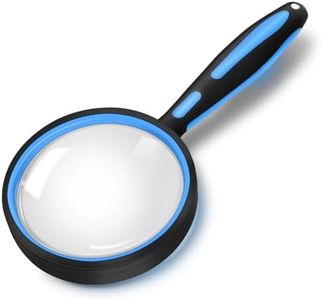 Premium 10X Magnifying Glass, Large Magnifying Glass for Kids Seniors, Magnifying Glasses for Close Work, Loupe Magnifier for Reading, 3 Inch Magnifying Lens, Rubber Handle with Hole Design