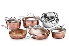 Gotham Steel Hammered Collection 10 Piece Premium Cookware, Pots and Pan Set with Triple Coated Nonstick Copper Surface & Aluminum Composition for Even Heating, Oven, Stovetop & Dishwasher Safe