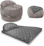 CordaRoy's NEST Gaming Bean Bag Chair - Convertible Bean Bag Chair & Bed - Washable Chenille Cover with Pockets for Remote, Controllers - for Living Room, Game Room, Basement - Full Size - Charcoal