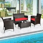 GLACER Patio Conversation Set, Red 