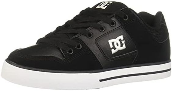 DC Men's Pure Skate Shoe, black/black/white, 10 D D US