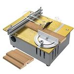 Portable Compact Mini Tablesaw with Sliding Miter Gauge, Adjustable Cut Depth Precision Table Saw, for DIY Woodworking Metal Plastic Cutting (US plug)