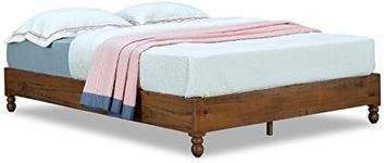 MUSEHOMEINC 12 Inch Solid Wood Bed Frame Rustic Style Eliminates The Need for a Boxspring, Natural Finish, King