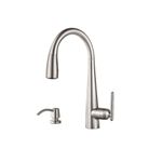 Pfister GT529-SMS Lita Single Handle Pull-Down Kitchen Faucet with Soap Dispenser, Stainless Steel